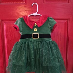 Kids Green and Red Elf Costume 2T